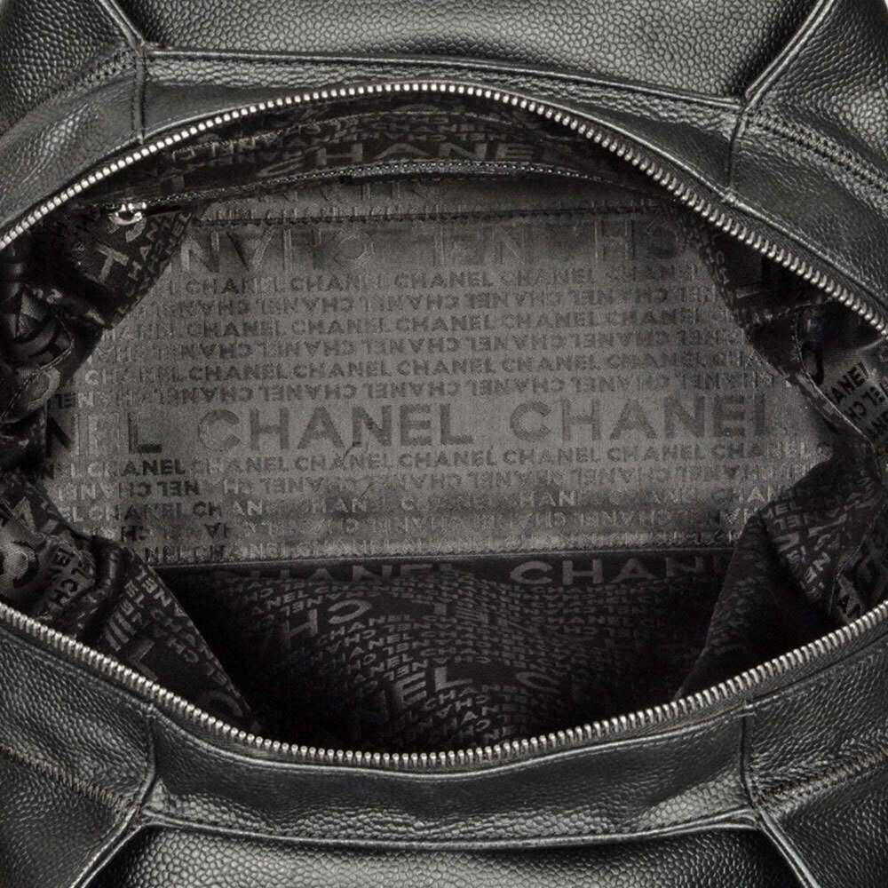 CHANEL Black Caviar Leather Logo Tote Bag - Picture 6 of 8